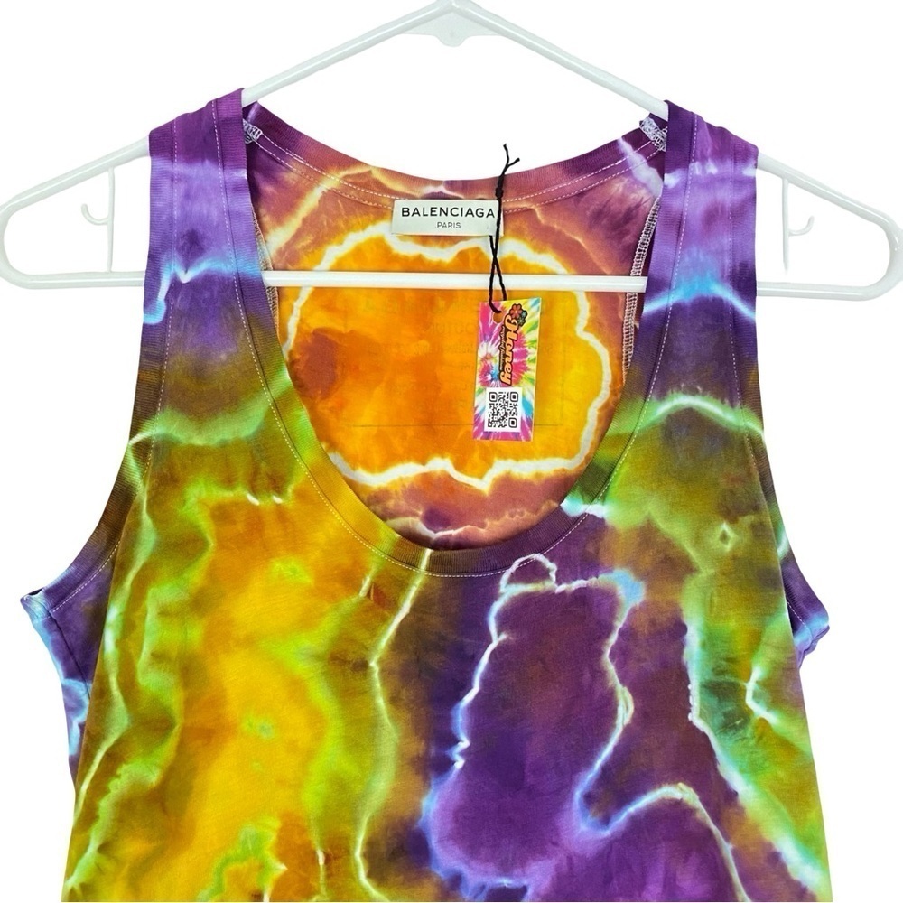 Balenciaga Geode Tie Dye Tank Top Womens Size Small Tee Shirt Colorful Purple - Picture 3 of 16